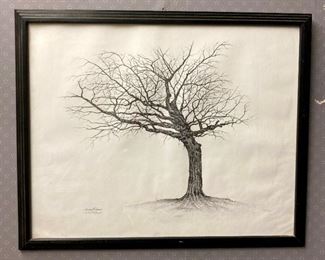Signed and  numbered pointalism framed art