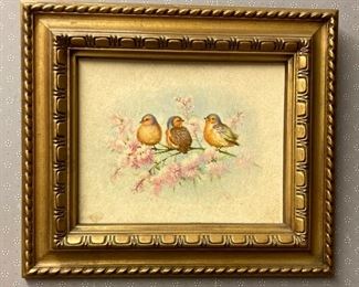 Framed spring birds art