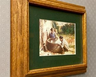 Framed children with dog art