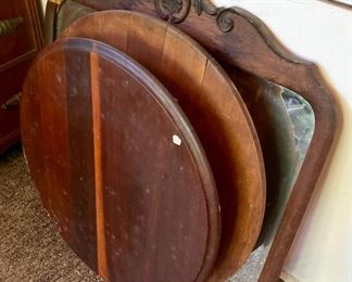 Vintage architectural salvaged table tops, antique mirror