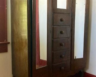 Antique 2-door 5-drawer wardrobe