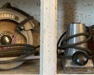 Circular saws, orbital sander, mini pedestal grinder