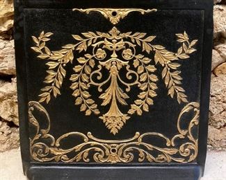 Antique ornate metal summer fireplace cover