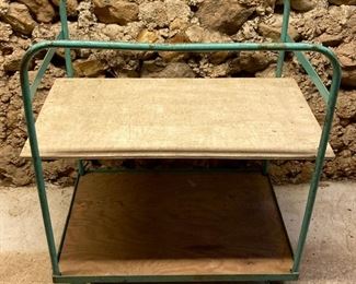 Rolling wood and metal lumber cart