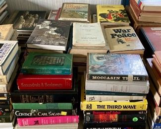 Lots of books! Hardbacks, paperbacks, fiction, non-fiction, biographies, cookbooks, reference books, and more!