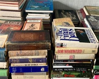 Lots of books! Hardbacks, paperbacks, fiction, non-fiction, biographies, cookbooks, reference books, and more!