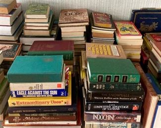Lots of books! Hardbacks, paperbacks, fiction, non-fiction, biographies, cookbooks, reference books, and more!