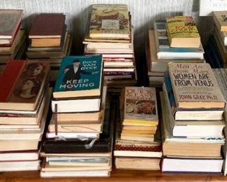 Lots of books! Hardbacks, paperbacks, fiction, non-fiction, biographies, cookbooks, reference books, and more!
