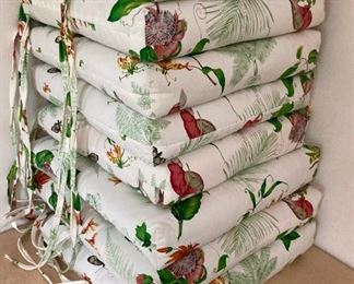 Five floral seat cushion sets (seats and backs)