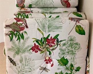 Five floral seat cushion sets (seats and backs)