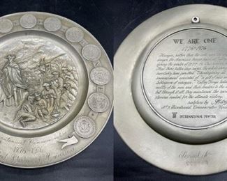 Pewter "We Are One" Bicentennial Plate