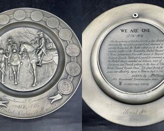 Pewter "We Are One" Bicentennial Plate