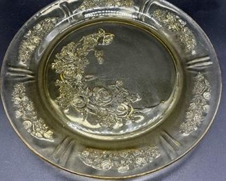 Yellow Sharon Pattern Federal Glass Plate