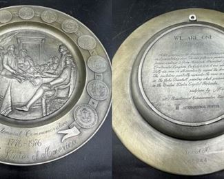 Pewter "We Are One" Bicentennial Plate