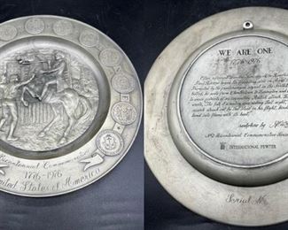 Pewter "We Are One" Bicentennial Plate
