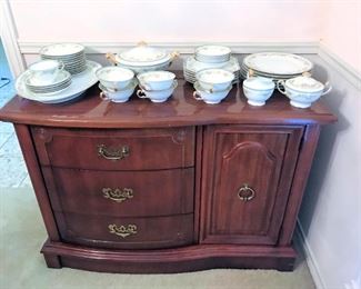Bassett server and vintage Meito china set