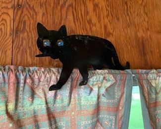 Cute Vintage metal cat with marble eyes