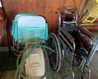 Hose reel, wheelchair, lawn chairs