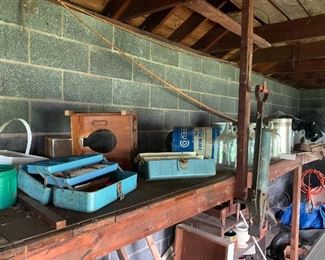 Fishing tackle boxes with assorted supplies