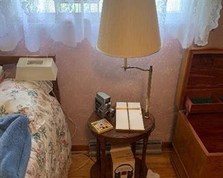 Vintage movie camera, lamp table