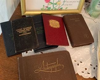 Mount Clemens and Ullrich savings bank books, autographs book