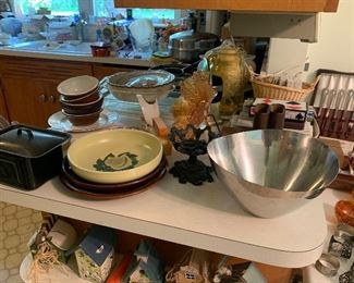 Mid century bowl, carnival glass, kitchenware