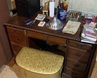 Desk, Mid Century laundry hamper