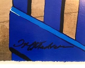 Dreaming serigraph by Medvedev (1931-2015). Working in a variety of media throughout his career, including painting, printmaking, watercolor and sculpture, artist Igor Medvedev's art is characterized by a focus on structure, deep colors, a masterful use of light and shadow, and a tranquil, peaceful mood.