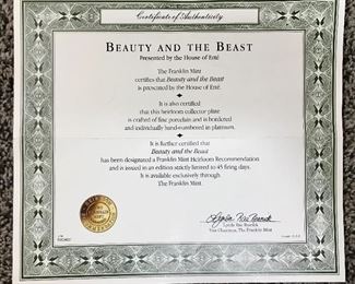 Beauty and the Beast- Presented by the House of Erte and Certified by The Franklin Mint