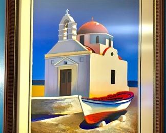 Sunny Side serigraph by Medvedev (1931-2015). Working in a variety of media throughout his career, including painting, printmaking, watercolor and sculpture, artist Igor Medvedev's art is characterized by a focus on structure, deep colors, a masterful use of light and shadow, and a tranquil, peaceful mood.