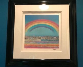 Jerusalem Double Rainbow by Yaacov Agam. Yaacov Agam is an Israeli sculptor and experimental artist widely known for his contributions to optical and kinetic art.