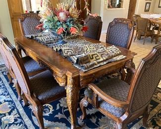 Maitland-Smith dining table and 6 chairs