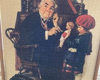 large Norman Rockwell puzzle with frame