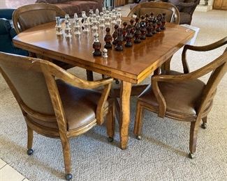Century Furniture, Hickory NC, square/round table and 4 chairs, Avon chess set