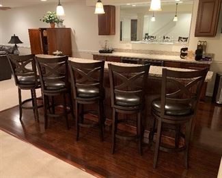 Five beautiful swivel bar stools