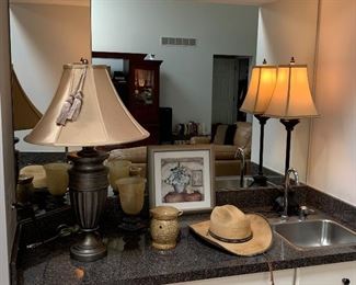 Lamps, cowboy hat, art
