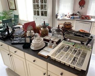 Silverware, pots, pans, glassware, kitchenware