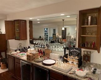 Barware, glassware, Jack Daniels sign, stemware