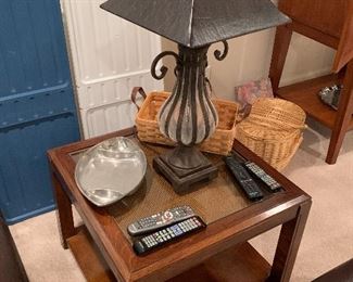 End table, lamp, under bed storage bins