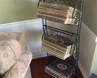 Vinyl records and stand
