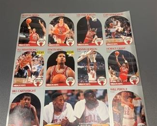 Uncut Sheet of 12 Basketball Cards - 1990 NBA Hoops Basketball - Osco Drug Kodak Chicago Bulls 25th Anniversary - Jordan & More