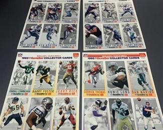 Lot of 4 Uncut Football Card Sheets 1993 GameDay McDonald's Limited Edition