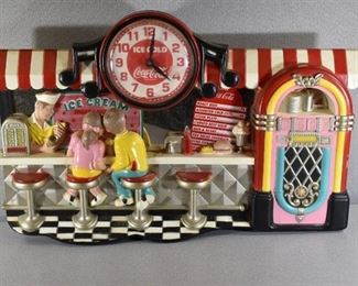Vintage 1992 Coca-Cola Ice Cream Parlor Clock | Burwood | 13" x 20" x 2"
