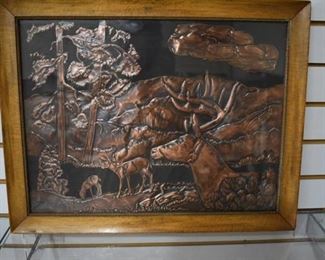Vintage Embossed Copper Nature Scene | 16.5" x 21.5"