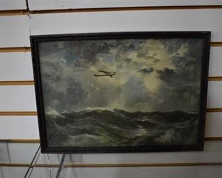 Vintage Flight Over the Ocean Print | 10.25" x 14.25"