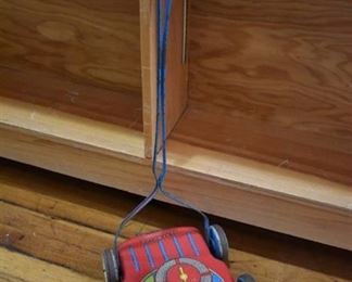 Vintage Ohio Art Company Tin Litho Turf Rotor Toy Lawn Mower | 26" H