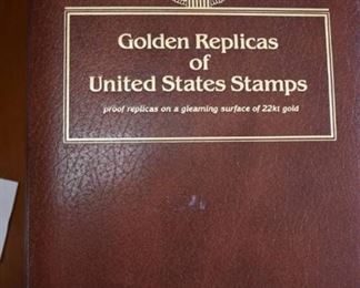 Vintage Large Lot Golden Replicas of United States Stamps | In Binder