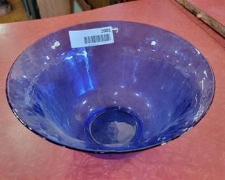 Blue Glass Bowl | Marked Murano on bottom | 9.5" x 4.5"