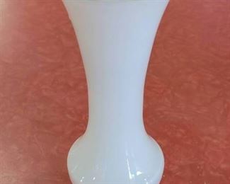 VTG White Art Glass Vase | 7"