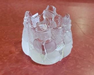 Heavy Glass Snowman Candle Holder | 3.25" x 3.25"